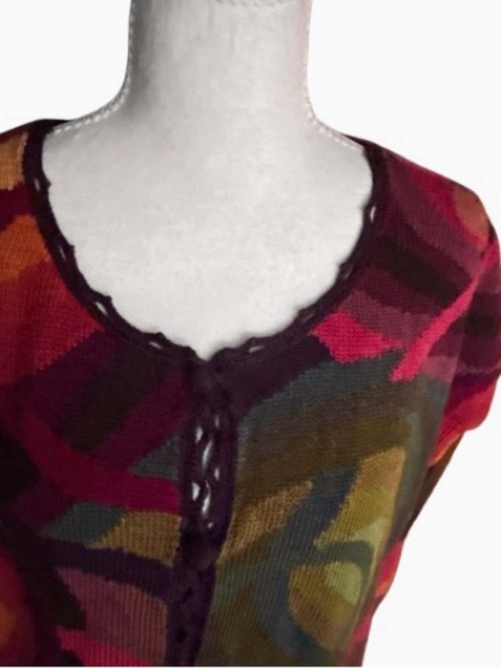 Vintage Pima Cotton PERUVIAN CONNECTION  Short Sleeve Cardigan Knit Sweater - Picture 10 of 15